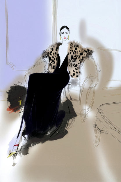 NOIR ELEGANCE: THE LEOPARD MANTLE
